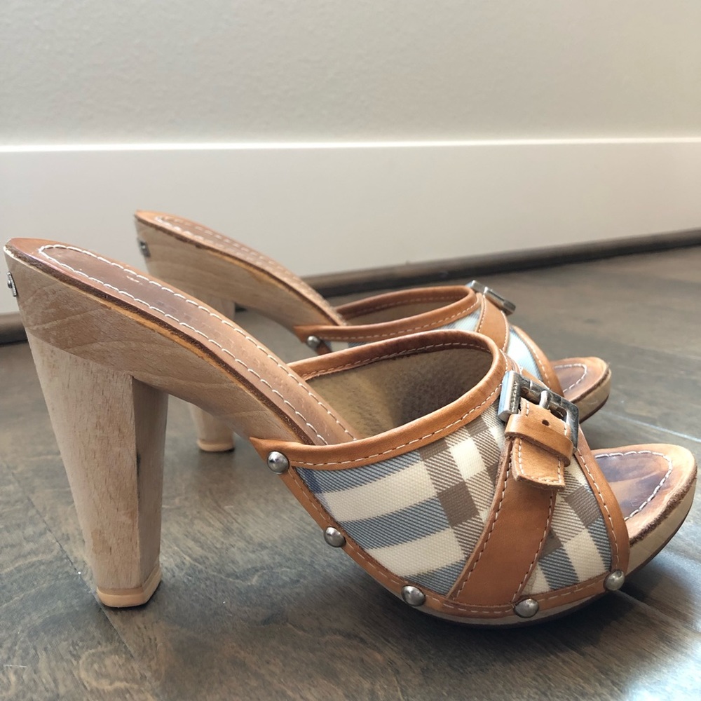 Burberry Blue Nova Plaid Platform Heel